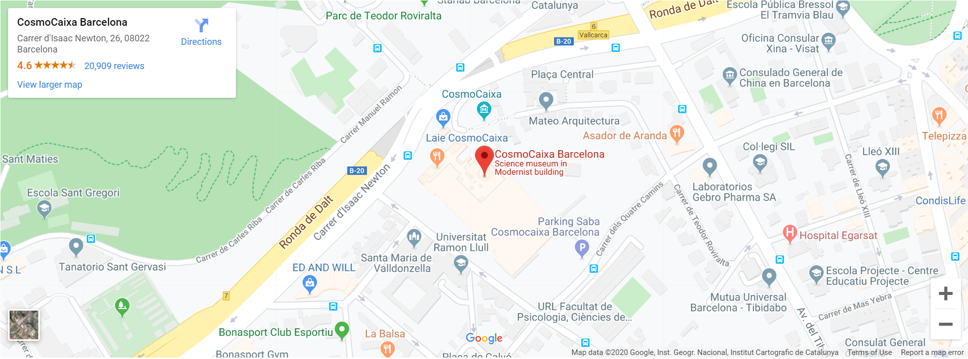 Situació del Museu de la Ciència al mapa